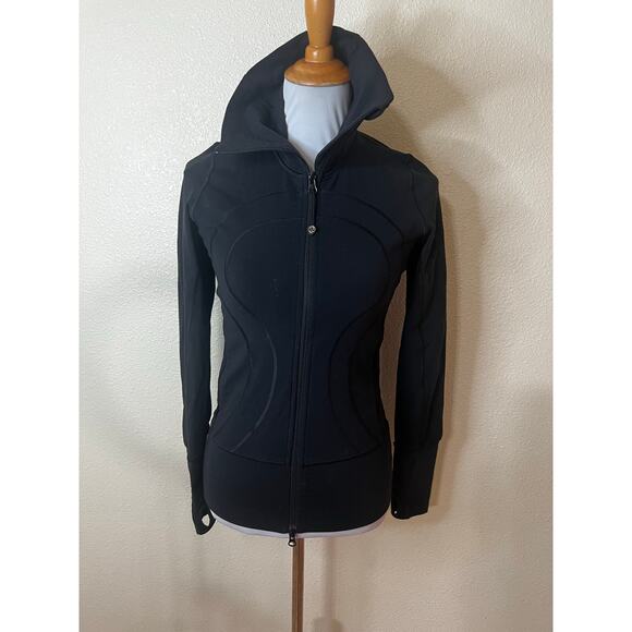 Lululemon In Stride Athletic Jacket thumbholes zipper zip black womens 4 - Picture 1 of 9